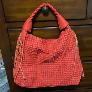 Red orange woven purse